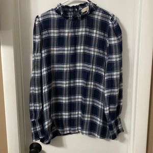 Blue plaid blouse